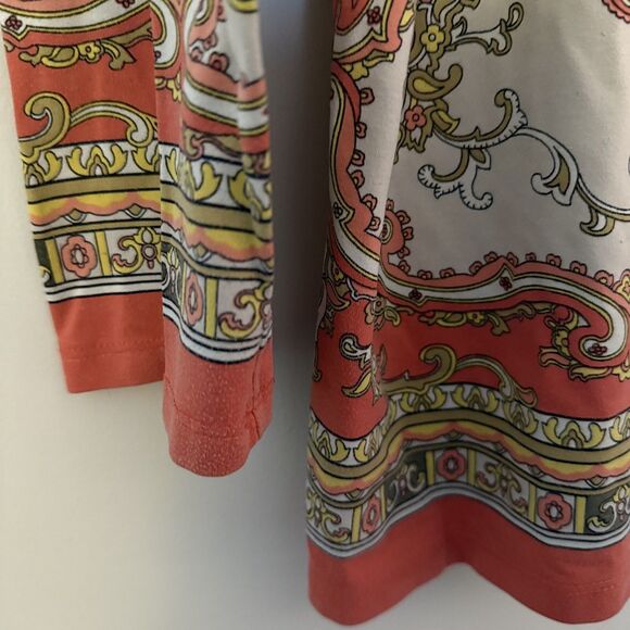 Charter Club Macy's Mandala Stretch Top L Boho Paisley 3/4 Sleeve Casual Cruise - Picture 4 of 7